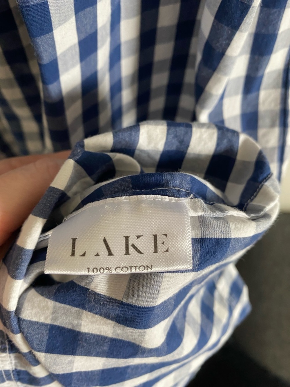 LAKE Veranda Blue and White Cotton Gingham Dress Size Large - Picture 6 of 8